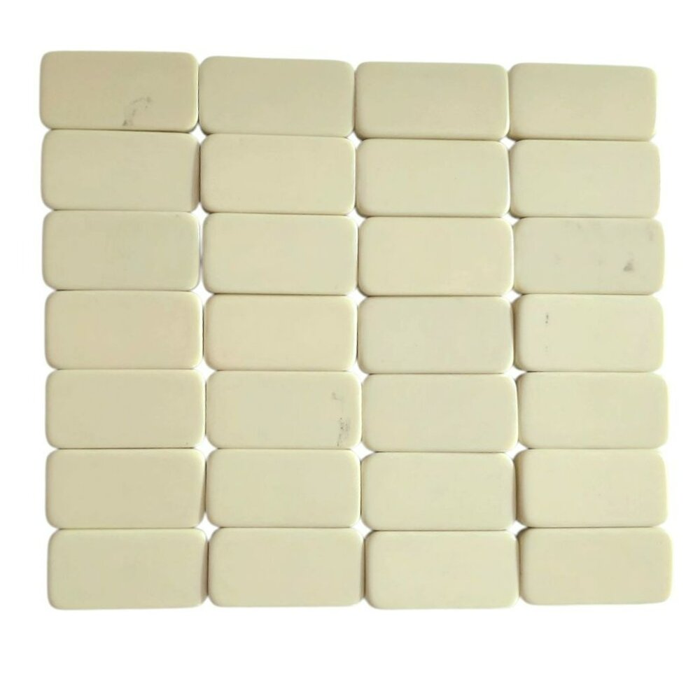 Vintage Domino Set Leatherette Case 28 Heavy Tiles Brass Spinner Travel Game - Picture 5 of 9